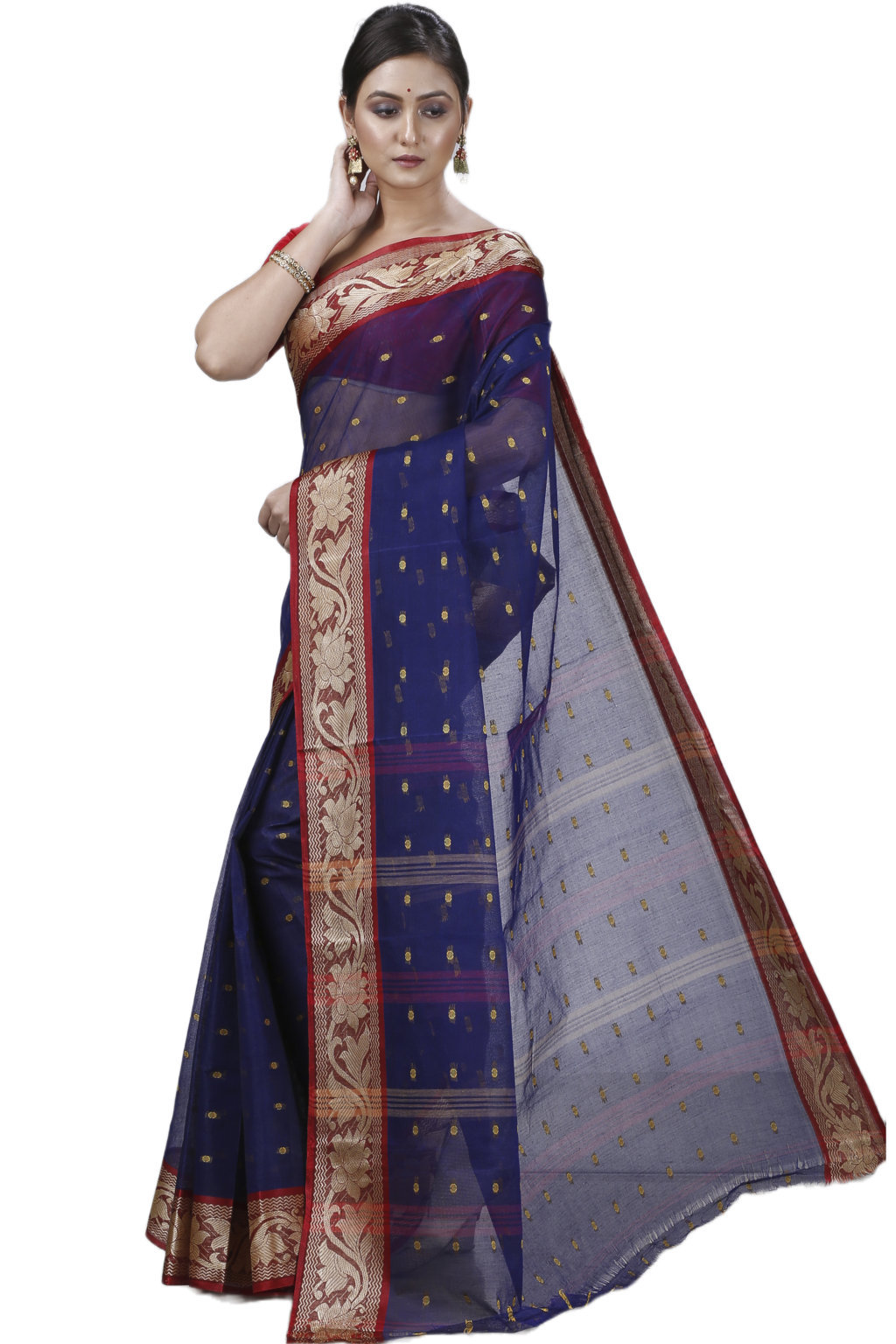 Blue Pure Cotton Unnati Tant Saree (1172)